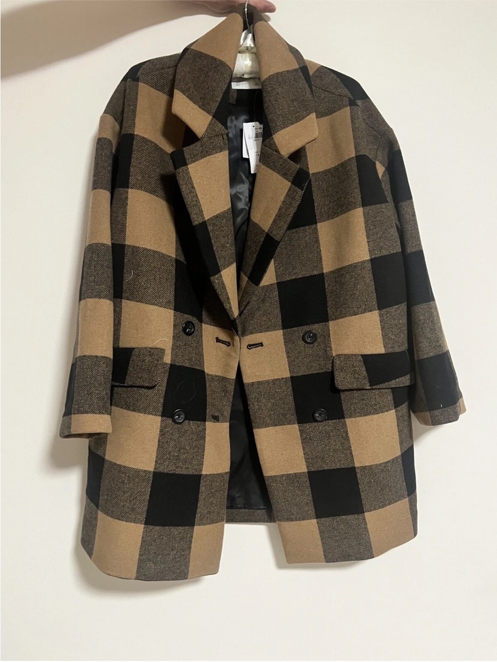 Abercrombie & Fitch Buffalo Check Plaid Double Breasted Coat Small Petite NWT